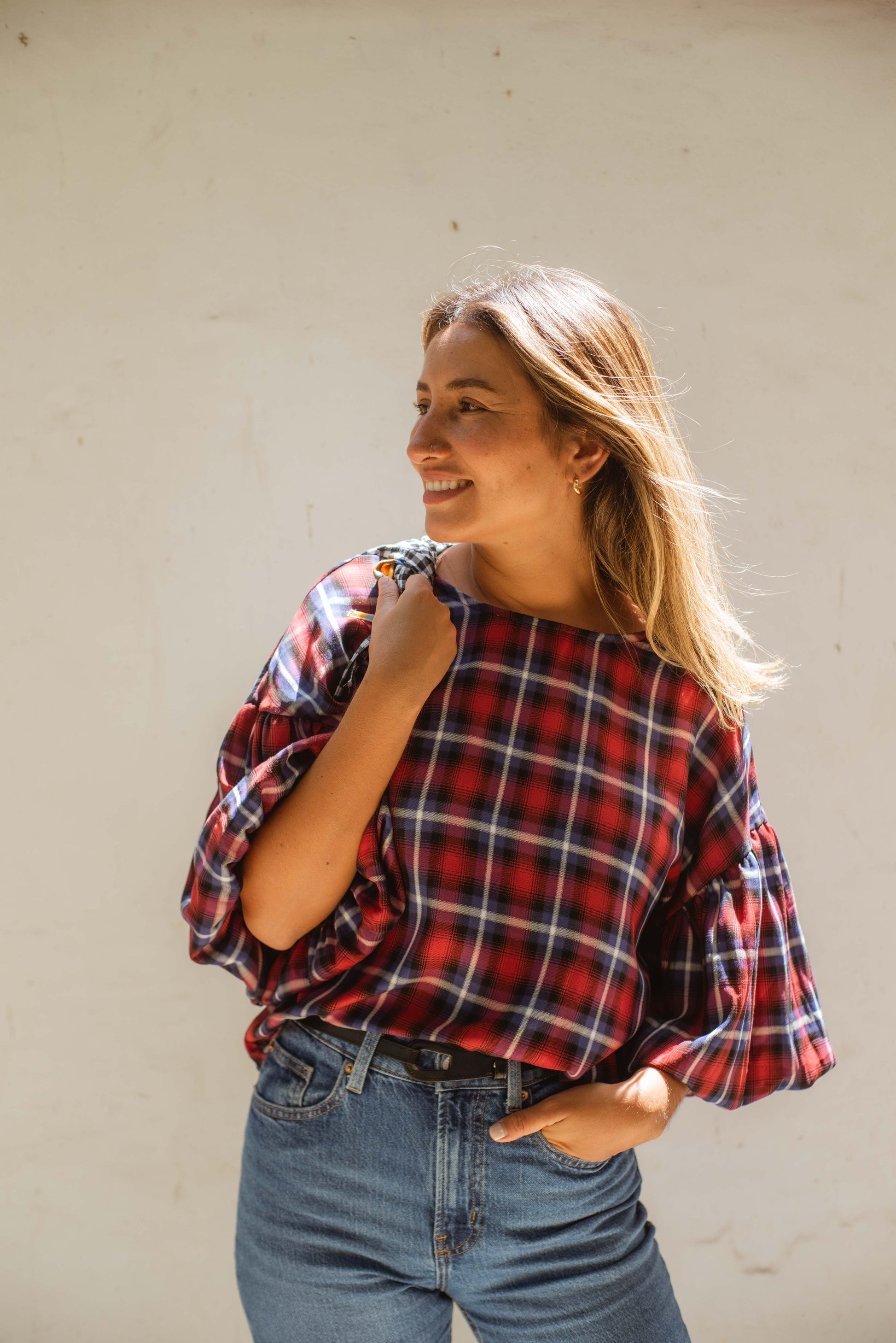 Blusa Mujer Camisa Escocesa Roja Camisera Escocesa Camisa Escocesa