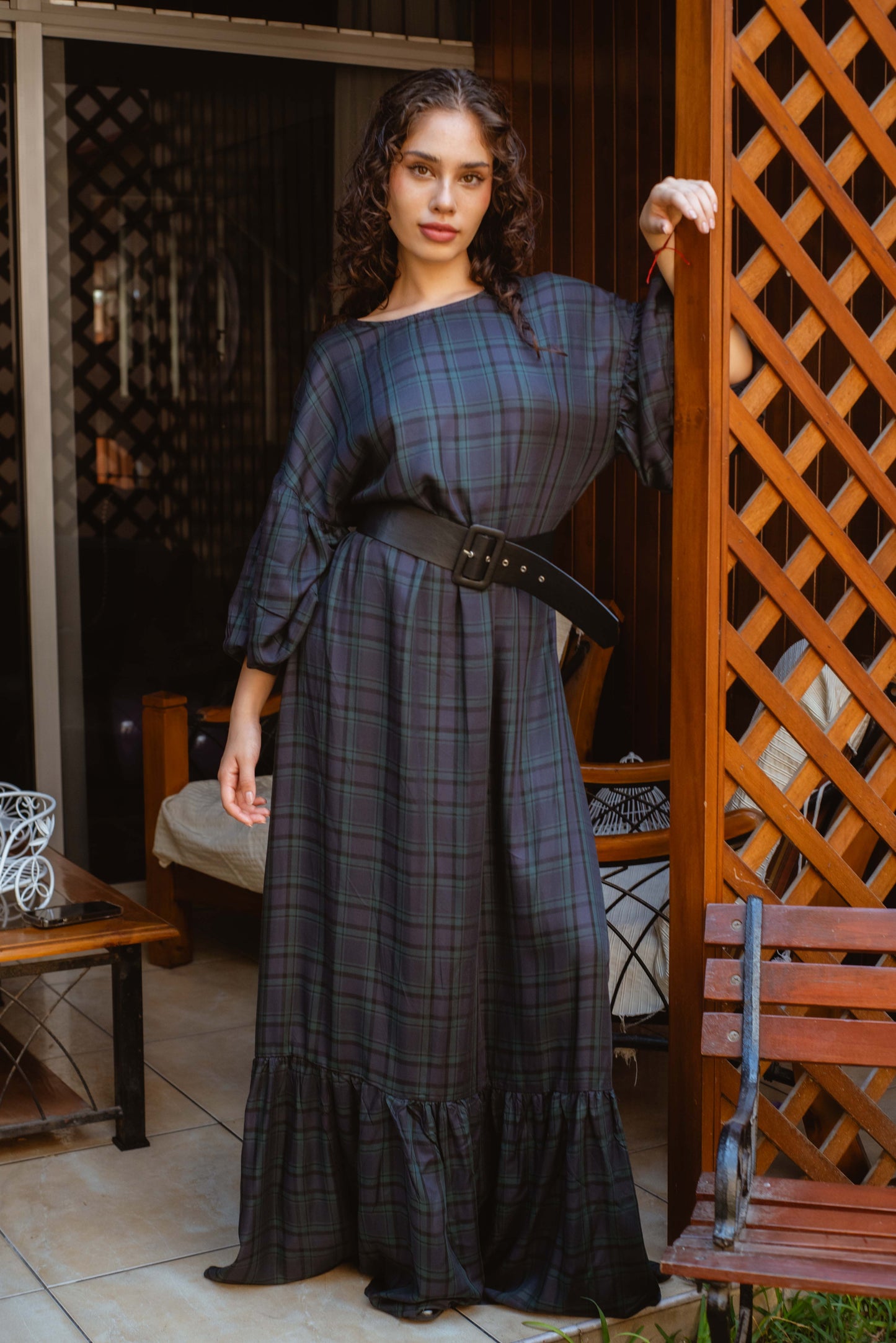 Vestido cuadros azul